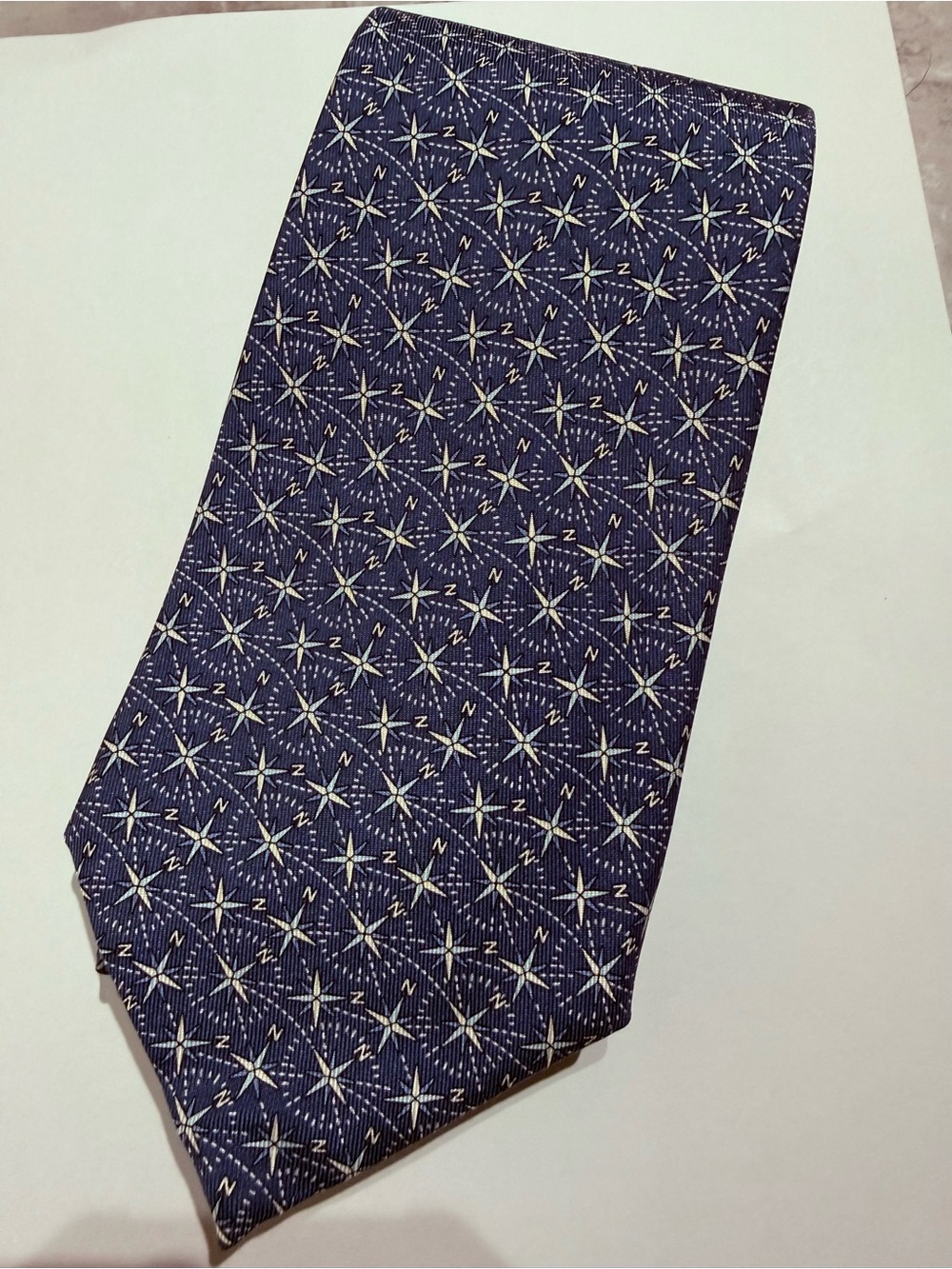 Vineyard Vines Martha’s Vineyard Compass Silk Tie Navy Blue Men's Nautical